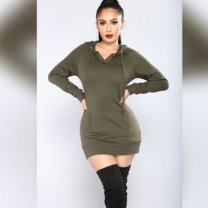 Classic Hoodie Tunic Top - Olive